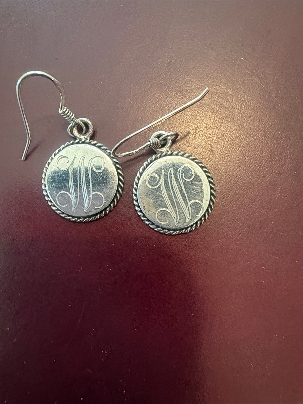 Vintage sterling silver monogram earrings